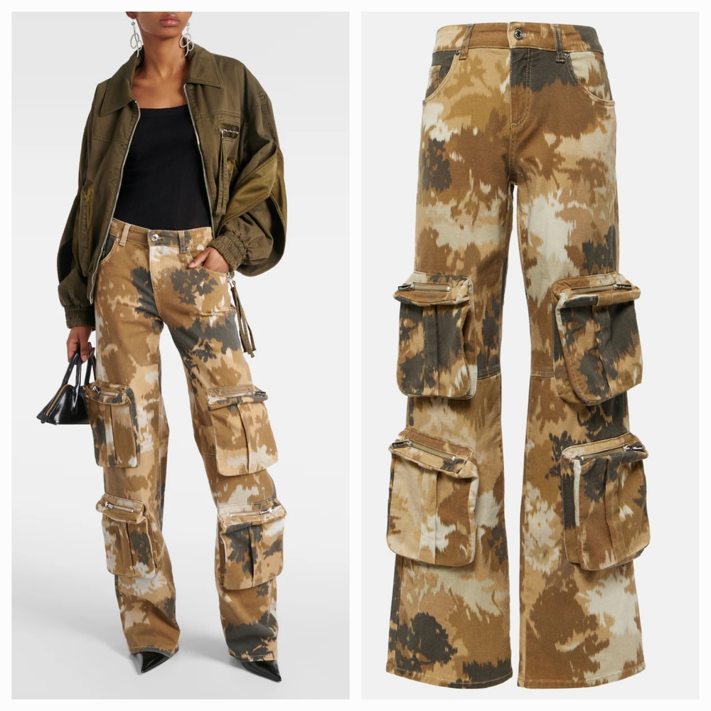 BLUMARINEBrown Camouflage Denim Cargo Pants Size 38EU NWT